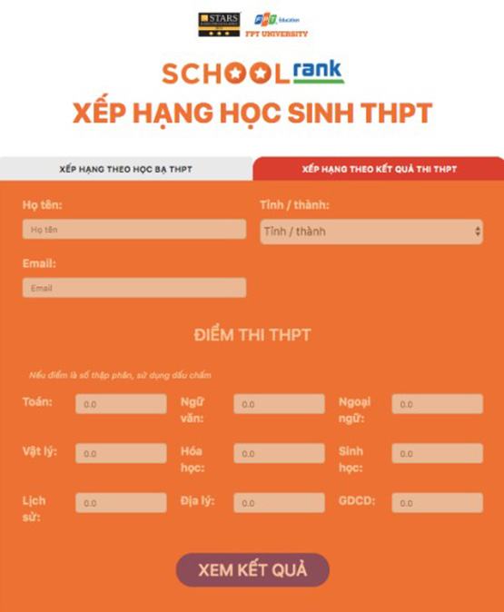 Trường ĐH FPT ra mắt trang SchoolRank xếp hạng học sinh THPT