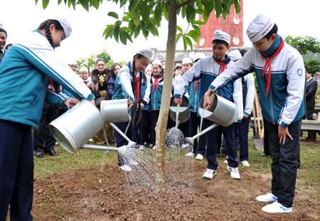 Khuyến khích trẻ trồng cây xanh