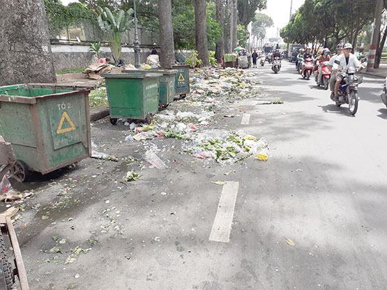 Tập kết rác giữa đường