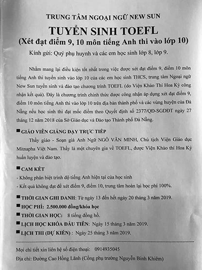 Đà Nẵng: Núp bóng trung tâm Anh ngữ để chiêu sinh