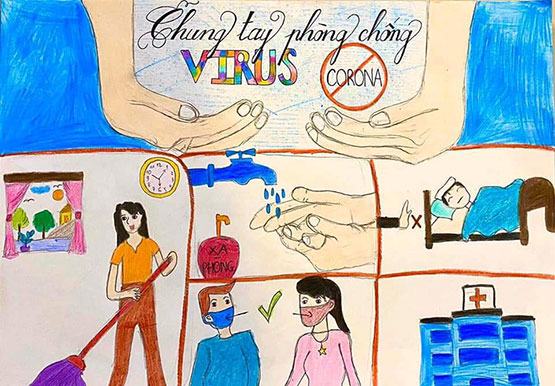 Vẽ tranh tuyên truyền phòng chống Covid-19