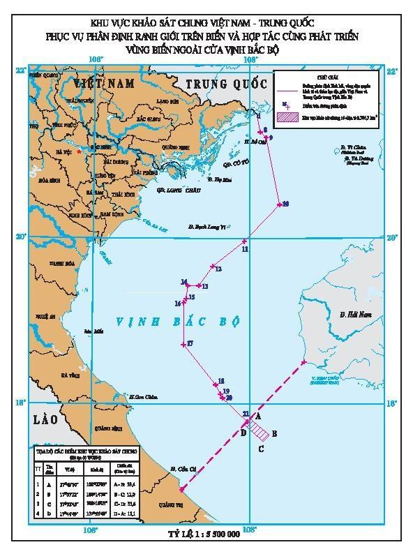 Việt – Trung khảo sát khu vực thỏa thuận vùng ngoài cửa Vịnh Bắc bộ