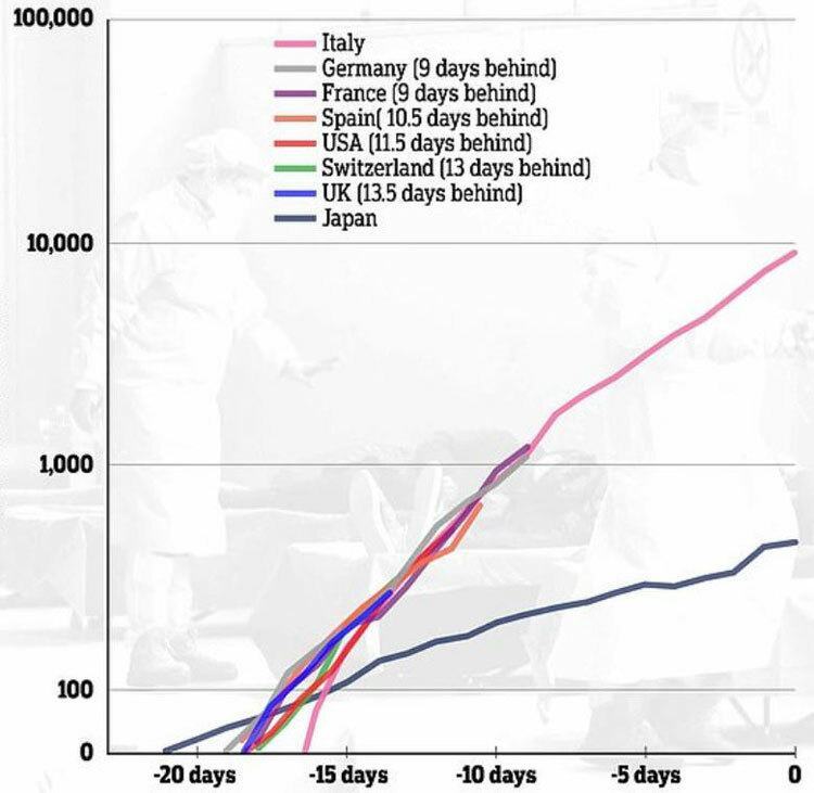 Biểu đồ Covid-19 ở các nước do giáo sư Handley xây dựng. Ảnh: