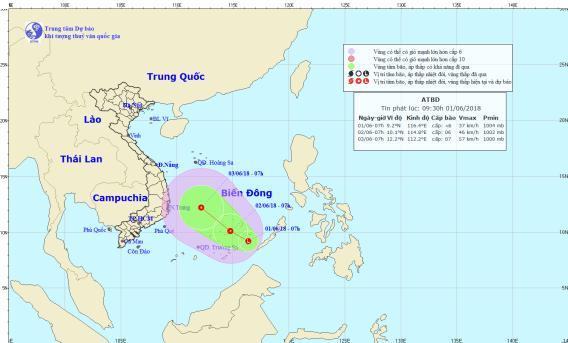 Chủ động ứng phó với vùng áp thấp trên khu vực giữa và Nam biển Đông
