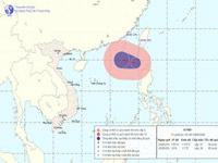 Dự báo đường đi và vùng ảnh hưởng của áp thấp nhiệt đới. (Ảnh: NCHMF).