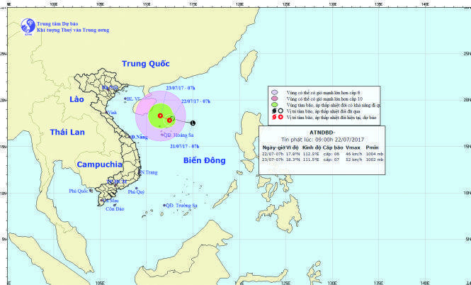 Áp thấp nhiệt đới trên Biển Đông đang mạnh lên