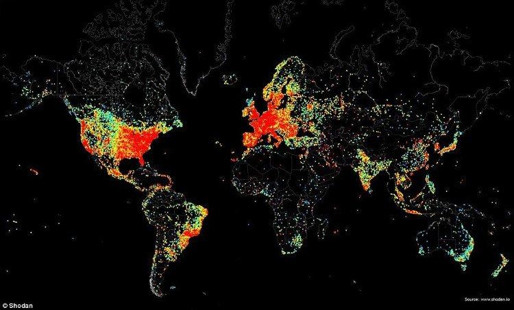 Bản đồ tất cả các thiết bị kết nối Internet trên thế giới. 