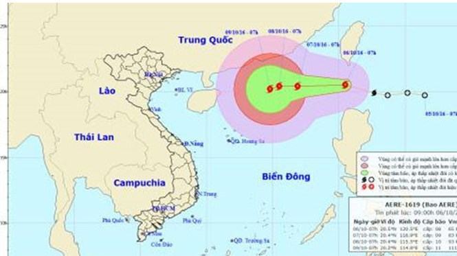 Bão Aere sẽ gây nguy hiểm từ Quảng Ninh đến Khánh Hòa