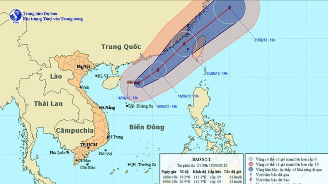 Bão số 2 giật cấp 11 trên biển Đông