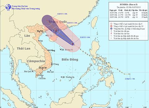 Bão số 3 suy yếu dần thành áp thấp
