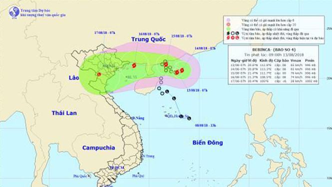 Bão số 4 hình thành trên biển Đông