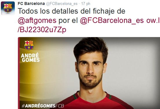 Barca chính thức có Andre Gomes