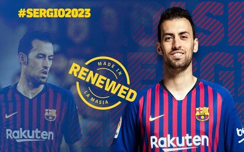 Barca gia hạn hợp đồng với Busquets tới năm 2023