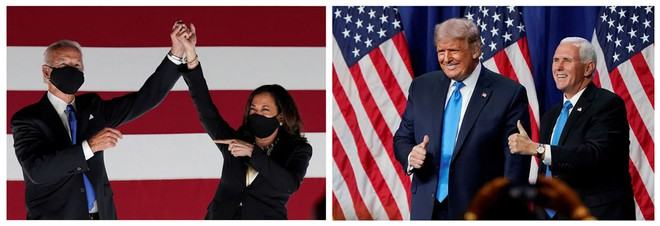 Cặp ứng viên đảng Dân chủ Joe Biden - Kamala Harris và đối thủ đảng Cộng hòa Donald Trump - Mike Pence /// REUTERS