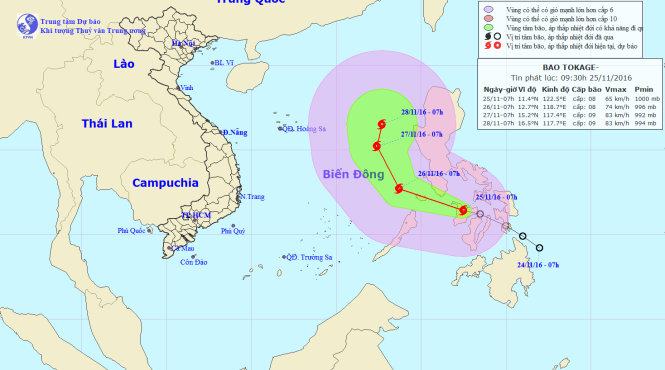 Biển Đông đón bão Tokege