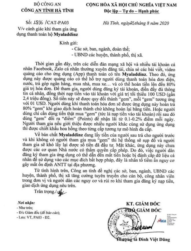 Bộ Công an cảnh báo về thần đèn MyAladdinz - ảnh 1