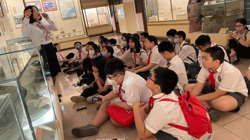Một giờ học tích hợp, trải nghiệm tại Bảo tàng được trường THCS Chu Văn An (Hà Nội) thực hiện đã tạo được sự hứng khởi đặc biệt từ học sinh /// ẢNH TUỆ NGUYỄN 