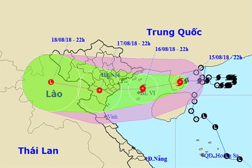 Dự báo đường đi và khu vực ảnh hưởng của bão Bebinca. Ảnh: NCHMF.