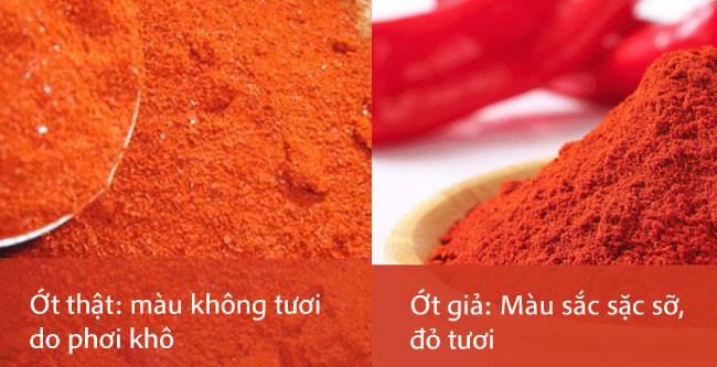 Màu sắc của ớt bột thật