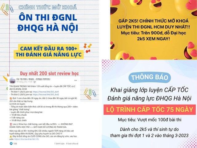 Cẩn trọng với chiêu trò quảng cáo luyện thi đánh giá năng lực - Ảnh 1.