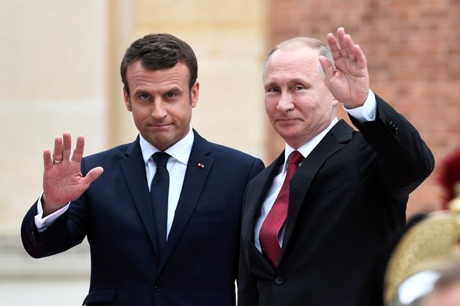 Tổng thống Pháp Emmanuel Macron và người đồng cấp Nga Vladimir Putin đang nỗ lực thúc đẩy quan hệ song phương /// AFP