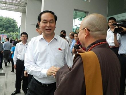 Chủ tịch nước Trần Đại Quang tiếp xúc cử tri TPHCM sáng nay, 4/10.