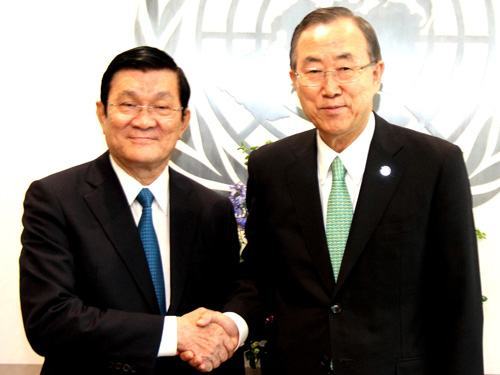 Chủ tịch nước Trương Tấn Sang gặp Tổng thư ký LHQ