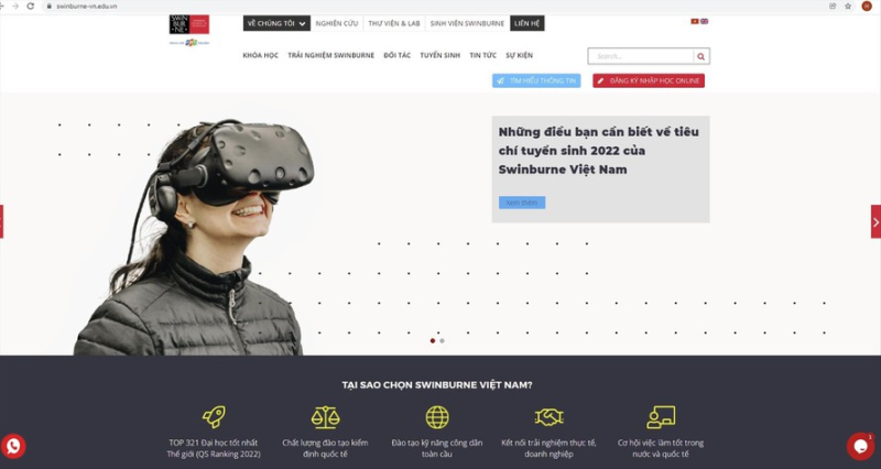 Website của Swinburne Việt Nam 