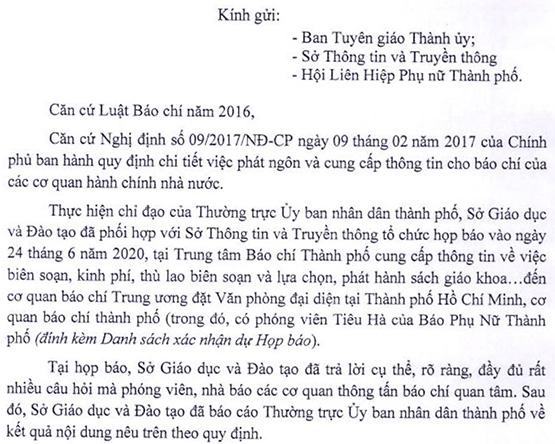 Sở GD-ĐT TP.HCM phản hồi về việc nhận thù lao viết sách