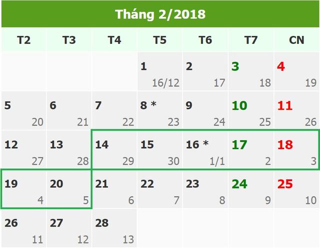 Đề xuất nghỉ 7 ngày Tết Mậu Tuất 2018 - Ảnh 1.