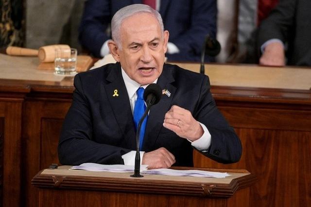 Thủ tướng Israel Benjamin Netanyahu phát biểu trước Quốc hội Mỹ ở Đồi Capitol ngày 24-7. Ảnh: Reuters