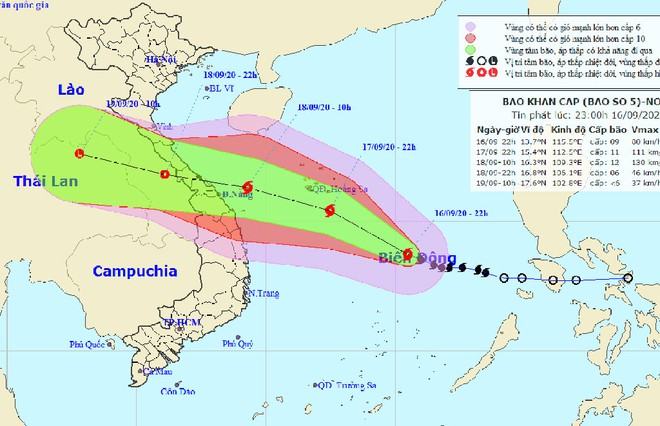 Dự báo đường đi của bão số 5  /// Nguồn: Trung tâm Dự báo khí tượng thủy văn quốc gia