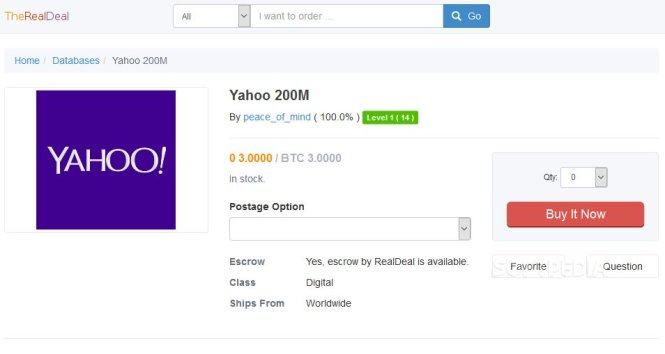 Dữ liệu 200 triệu người dùng Yahoo bị rao bán