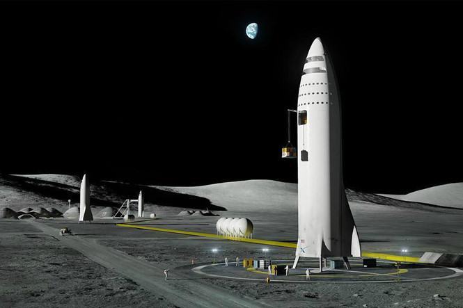 Ảnh thiết kế tàu vũ trụ và căn cứ của SpaceX trên mặt trăng  /// Ảnh Chụp màn hình The Verge