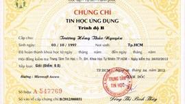 Dừng cấp phôi chứng chỉ tin học A, B, C từ ngày 15/12