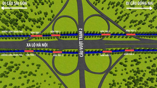 165,4 tỉ đồng xây hai hầm chui trên xa lộ Hà Nội