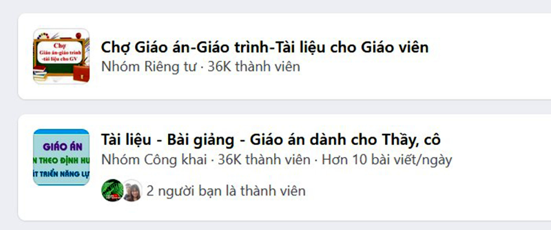 Riêng trên mạng xã hội Facebook đã có không ít chợ ảo, với hàng chục ngàn thành viên tham gia mua - bán giáo án