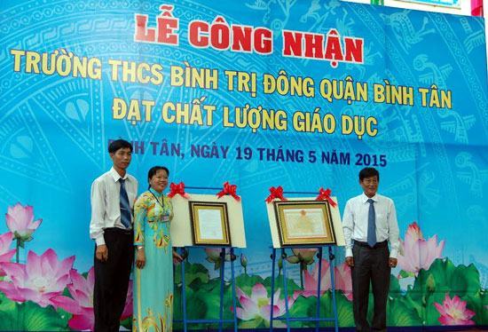 Q.Bình Tân, TP.HCM: Thêm trường THCS đạt chất lượng giáo dục