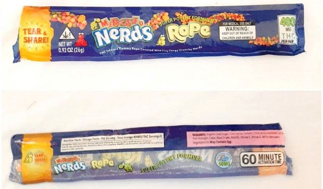 Sản phẩm Nerds Rope chứa 400 THC được coi là một dạng kẹo ma túy.