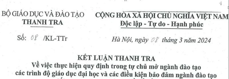 Kết luận Thanh tra Bộ GD-ĐT nêu lý do nhiều ngành học mới mở đã phải đóng