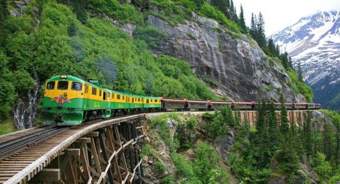 Đoàn tàu du lịch The White Pass Yukon trên cung đường tìm vàng - Ảnh: wordpress