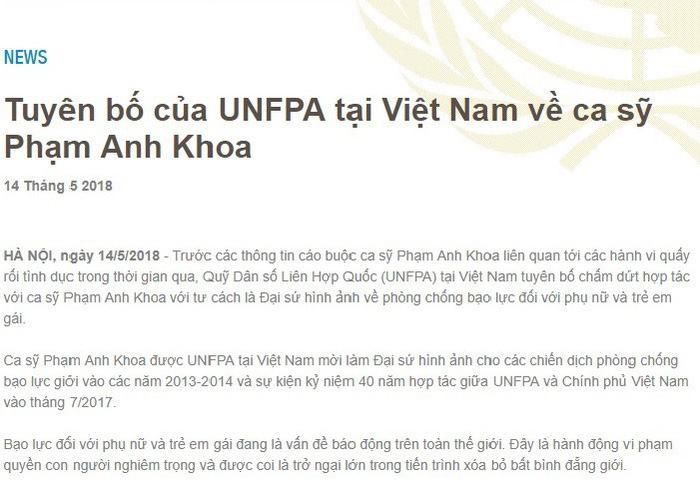 Liên Hiệp Quốc và một số đơn vị chấm dứt hợp tác với Phạm Anh Khoa