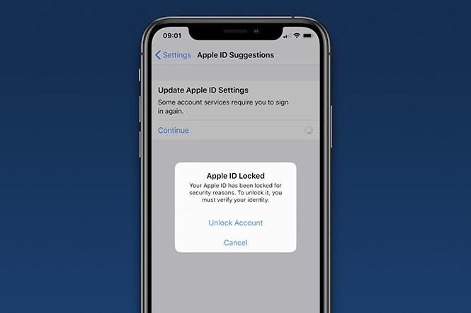 Nhiều người dùng thiết bị Apple cho biết nhận được thông báo Apple ID bị khóa  /// Ảnh: Apple