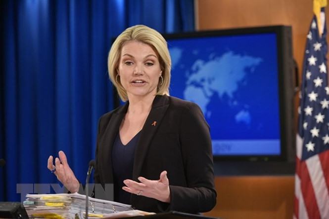 Bà Heather Nauert, phát ngôn viên Bộ Ngoại giao Mỹ /// AFP