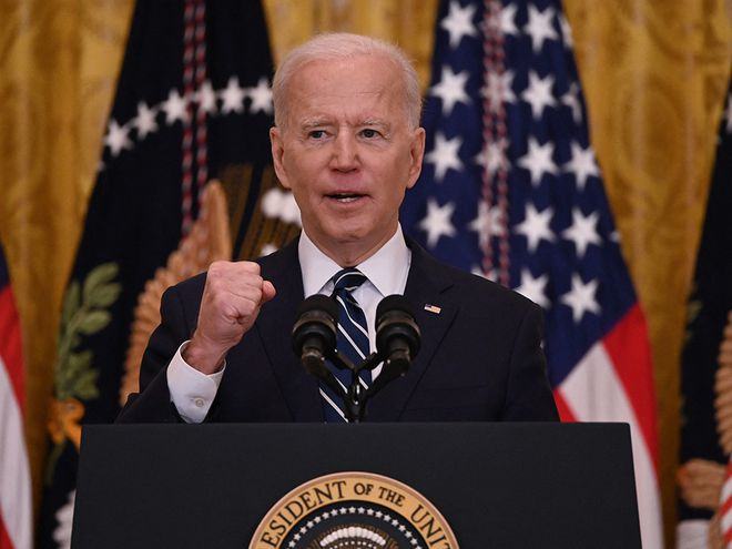 Tổng thống Joe Biden trong cuộc họp báo tại Nhà Trắng /// AFP