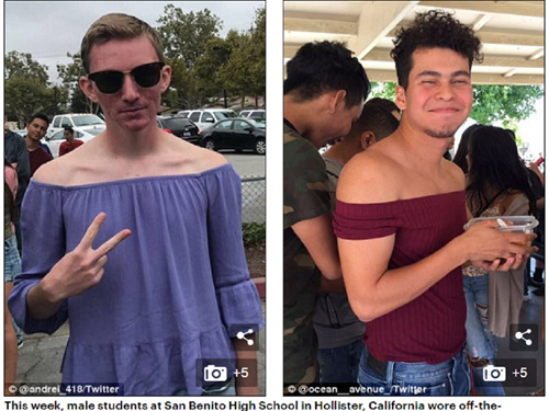 Nhiều nam sinh mặc áo nữ phản đối quy định của trường - ảnh 1