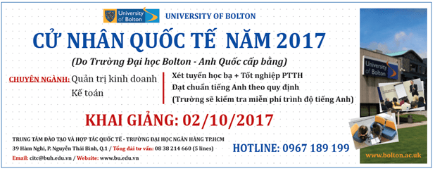 Du học tại chỗ cùng Đại học Bolton, Anh Quốc