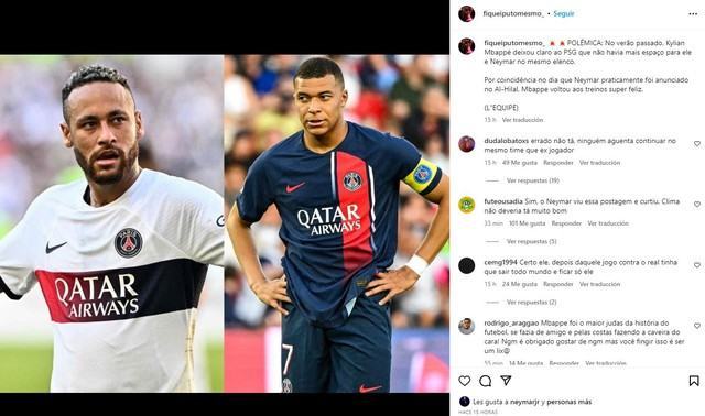 Neymar nhấn nút ‘like’ xác nhận sự bất đồng với Mbappe