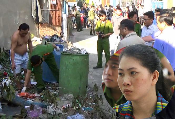 Hiện trường vụ phát hiện đầu và 1 phần thi thể của nạn nhân Trần Thanh Tú và bị cáo Hàng Thị Hồng Diễm (ảnh nhỏ) /// Ảnh: Đỗ Trường