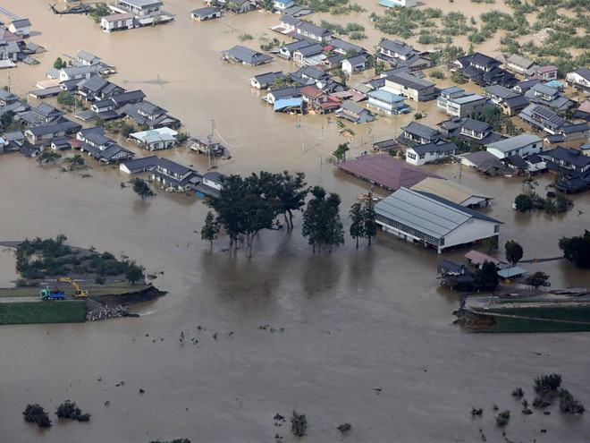 Một khu vực bị ngập nặng tại tỉnh Nagano ở Nhật /// AFP